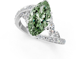 White gold Fancy Green Marquise  Solitaire with Pavé Twist Band and Four-Prong Setting_90