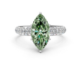 White gold Fancy Green Marquise  Solitaire with Pave Band and Four-Prong Setting_3