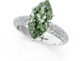 White gold Fancy Green Marquise  Solitaire with Pave Band and Four-Prong Setting_4