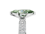 White gold Fancy Green Marquise  Solitaire with Pave Band and Four-Prong Setting_8