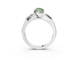 White gold Fancy Green Marquise  Solitaire with Tapered Baguette Side Stones on a Classic Band with Four-Prong Setting_61