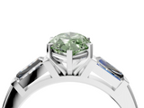 White gold Fancy Green Marquise  Solitaire with Tapered Baguette Side Stones on a Classic Band with Four-Prong Setting_62