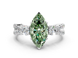 White gold Fancy Green Marquise  Three-Stone Diamond Ring with Pavé Split Shank and Four-Prong Setting_79