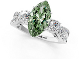 White gold Fancy Green Marquise  Three-Stone Diamond Ring with Pavé Split Shank and Four-Prong Setting_80