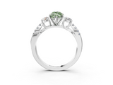White gold Fancy Green Marquise  Three-Stone Diamond Ring with Pavé Split Shank and Four-Prong Setting_82
