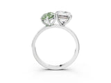 White gold Fancy Green Marquise  and Emerald Cut Toi Moi Ring with Prong Setting_100