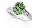 White gold Fancy Green Oval  Brilliant Cut Diamond Engagement Ring with Pavé Band and Four-Prong Setting_50