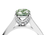 White gold Fancy Green Oval  Brilliant Cut Diamond Engagement Ring with Pavé Band and Four-Prong Setting_53