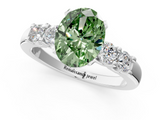 White gold Fancy Green Oval  Brilliant Cut Diamond Five-Stone Prong Set Engagement Ring with Channel Band_4
