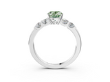 White gold Fancy Green Oval  Brilliant Cut Diamond Five-Stone Prong Set Engagement Ring with Channel Band_6