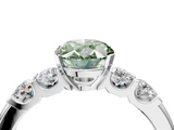 White gold Fancy Green Oval  Brilliant Cut Diamond Five-Stone Prong Set Engagement Ring with Channel Band_7