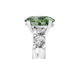 White gold Fancy Green Oval  Brilliant Cut Diamond Five-Stone Prong Set Engagement Ring with Channel Band_8