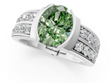 White gold Fancy Green Oval  Brilliant Diamond Channel Set Wide Band Ring with Bezel Setting_21