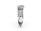 White gold Fancy Green Oval  Brilliant Diamond Channel Set Wide Band Ring with Bezel Setting_22