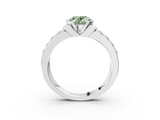 White gold Fancy Green Oval  Brilliant Diamond Channel Set Wide Band Ring with Bezel Setting_23