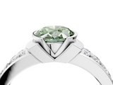 White gold Fancy Green Oval  Brilliant Diamond Channel Set Wide Band Ring with Bezel Setting_24