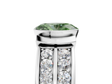 White gold Fancy Green Oval  Brilliant Diamond Channel Set Wide Band Ring with Bezel Setting_25