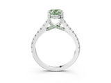 White gold Fancy Green Oval  Brilliant Diamond Solitaire with Pavé Band and Four-Prong Setting 4