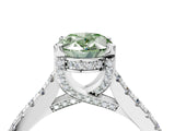 White gold Fancy Green Oval  Brilliant Diamond Solitaire with Pavé Band and Four-Prong Setting 5