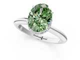White gold Fancy Green Oval  Brilliant Solitaire Engagement Ring with Six-Prong Setting and Classic Band_20