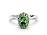 White gold Fancy Green Oval  Brilliant Solitaire Engagement Ring with Six-Prong Setting and Classic Band_20