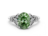 White gold Fancy Green Oval  Brilliant Solitaire with Pave Band and Four-Prong Setting_20