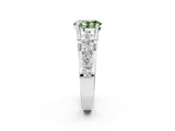 White gold Fancy Green Oval  Brilliant Solitaire with Side Stones on a Pave Band and Four-Prong Setting_26