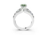 White gold Fancy Green Oval  Brilliant Solitaire with Side Stones on a Pave Band and Four-Prong Setting_27
