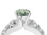White gold Fancy Green Oval  Brilliant Solitaire with Side Stones on a Pave Band and Four-Prong Setting_28