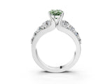 White gold Fancy Green Oval  Brilliant Solitaire with Side Stones on a Pave Band and Four-Prong Setting_64
