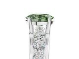 White gold Fancy Green Oval  Brilliant Solitaire with Side Stones on a Pave Band and Four-Prong Setting_66