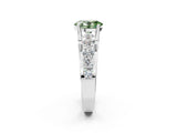 White gold Fancy Green Oval  Brilliant Solitaire with Side Stones on a Pave Band and Four-Prong Setting_74