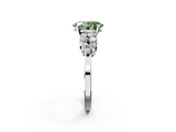 White gold Fancy Green Oval  Cluster Diamond Engagement Ring with Pavé Band and Four-Prong Setting_52