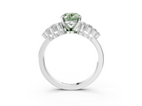 White gold Fancy Green Oval  Cluster Diamond Engagement Ring with Pavé Band and Four-Prong Setting_60