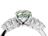 White gold Fancy Green Oval  Cluster Diamond Engagement Ring with Pavé Band and Four-Prong Setting_61