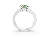 White gold Fancy Green Oval Cut Brilliant Channel-Set Diamond Ring with Bezel Prong Setting_15