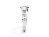White gold Fancy Green Oval Cut Brilliant Channel-Set Diamond Ring with Bezel Prong Setting_2