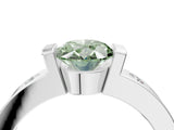 White gold Fancy Green Oval Cut Brilliant Channel-Set Diamond Ring with Bezel Prong Setting_4