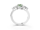 White gold Fancy Green Oval Cut Brilliant Diamond Cluster Accent Solitaire Ring with Prong Setting_15