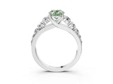 White gold Fancy Green Oval Cut Brilliant Diamond Pavé Band with Six-Prong Setting_15