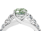 White gold Fancy Green Oval Cut Brilliant Diamond Pavé Band with Six-Prong Setting_16