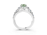 White gold Fancy Green Oval Cut Brilliant Diamond Pavé Band with Six-Prong Setting_16