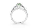White gold Fancy Green Oval Cut Brilliant Diamond Pavé Band with Six-Prong Setting_27