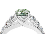 White gold Fancy Green Oval Cut Brilliant Diamond Pavé Band with Six-Prong Setting_28