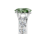 White gold Fancy Green Oval Cut Brilliant Diamond Pavé Band with Six-Prong Setting_29