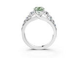 White gold Fancy Green Oval Cut Brilliant Diamond Pavé Band with Six-Prong Setting_3