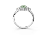 White gold Fancy Green Oval Cut Brilliant Diamond with Cluster Setting on a Beaded Band and Four-Prong Setting_21