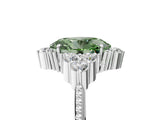 White gold Fancy Green Oval Cut Brilliant Diamond with Cluster Setting on a Beaded Band and Four-Prong Setting_23