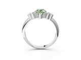 White gold Fancy Green Oval Cut Brilliant Diamond with Cluster Setting on a Beaded Band and Four-Prong Setting_3