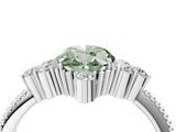 White gold Fancy Green Oval Cut Brilliant Diamond with Cluster Setting on a Beaded Band and Four-Prong Setting_4